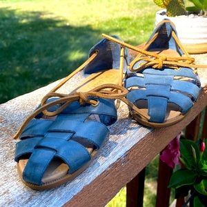 Sperry Womens Top Sider Flat Sandals Gray Leather Heel Slip On Strappy 6M